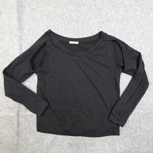 Piper Project Top‎ Womens Medium Cold Shoulder Long Sleeve Knit Black Pullover